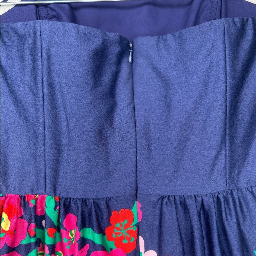 Lilly Pulitzer Lottie Strapless Fit & Flare Dress Mini Navy Cherry Mine Floral 8 - Picture 8 of 15